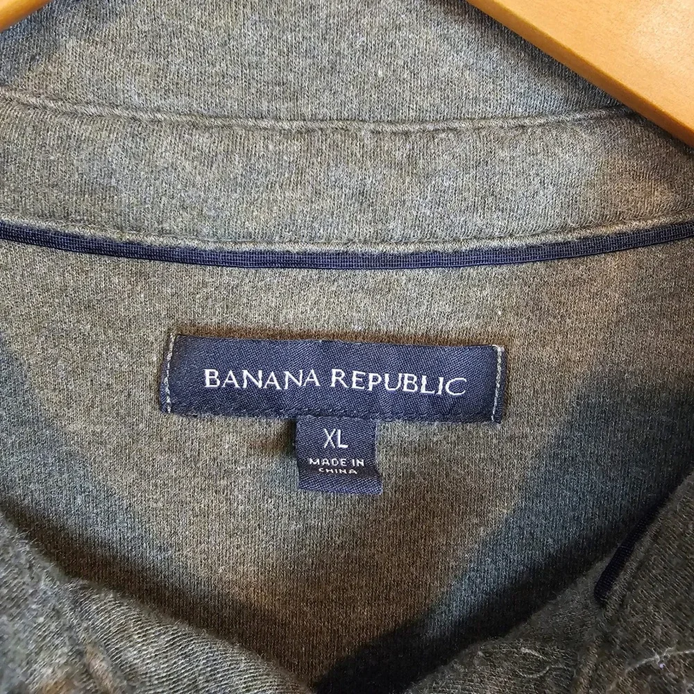 Banana Republic Mens XL Polo Shirt Olive Green Heather Short Sleeve 1588968 SP25